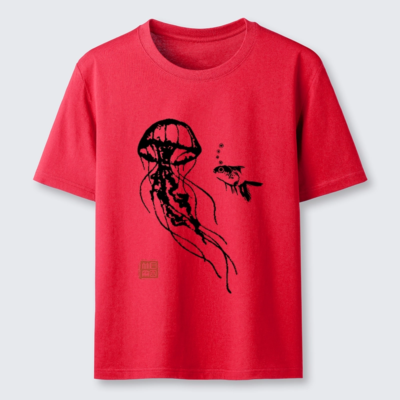 Tokyo-Tiger Ink Wash Jellyfish And Fish Classic T-Shirt