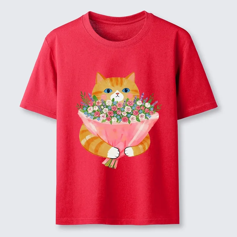 Tokyo-Tiger Cozy Cat Offering A Bouquet Classic T-Shirt Sale