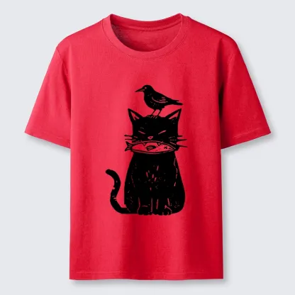 Tokyo-Tiger Black Cat With Fish And Bird Classic T-Shirt