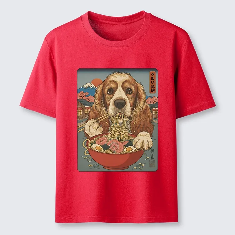 Tokyo-Tiger Dog Slurping Ramen In Japanese Style Classic T-Shirt