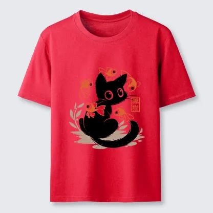 Tokyo-Tiger Curious Black Cat Among Fish Classic T-Shirt