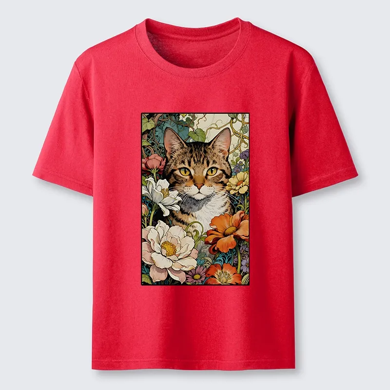 Tokyo-Tiger A Cat Hidden In Flowers Classic T-Shirt