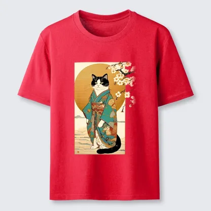 Tokyo-Tiger Elegant Cat In Traditional Kimono Classic T-Shirt