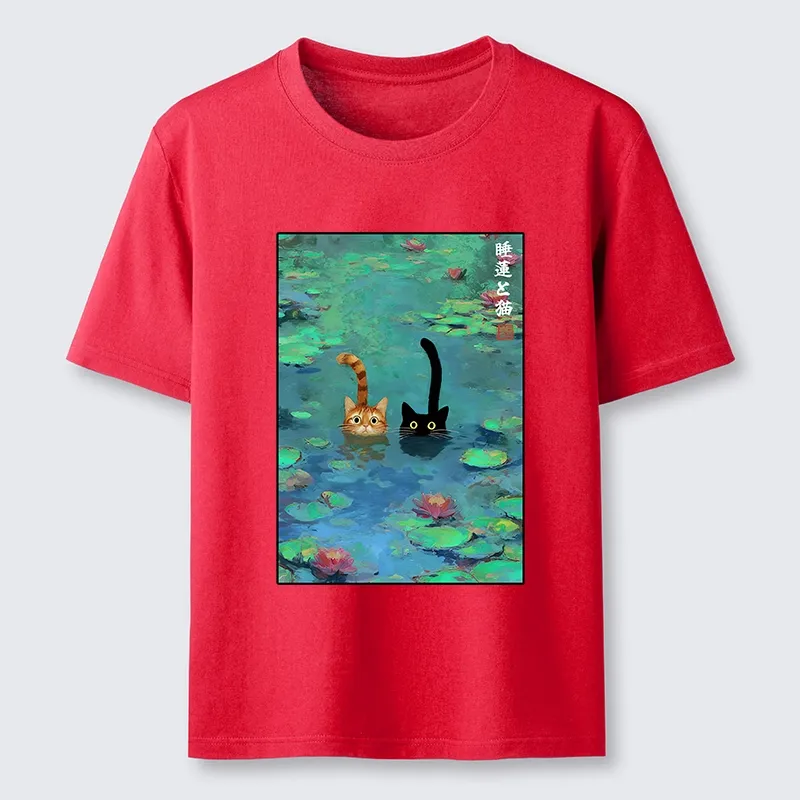 Tokyo-Tiger Funny Cats Swimming In Lilies Classic T-Shirt Sale