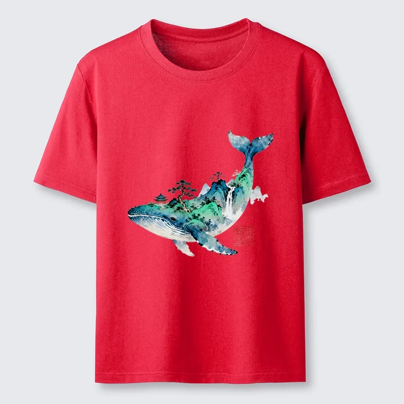 Tokyo-Tiger Whale Ink Painting Landscape Classic T-Shirt