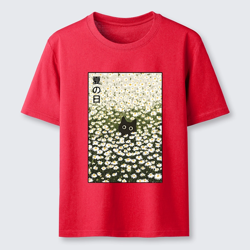 Tokyo-Tiger Summer Day Daisies Black Cat Classic T-Shirt