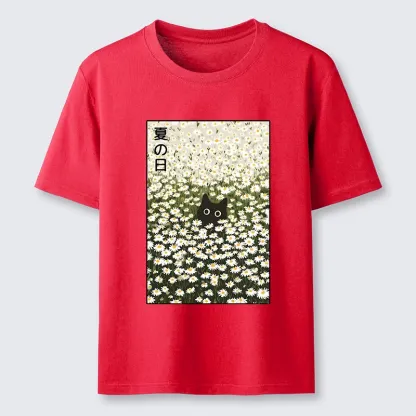 Tokyo-Tiger Summer Day Daisies Black Cat Classic T-Shirt