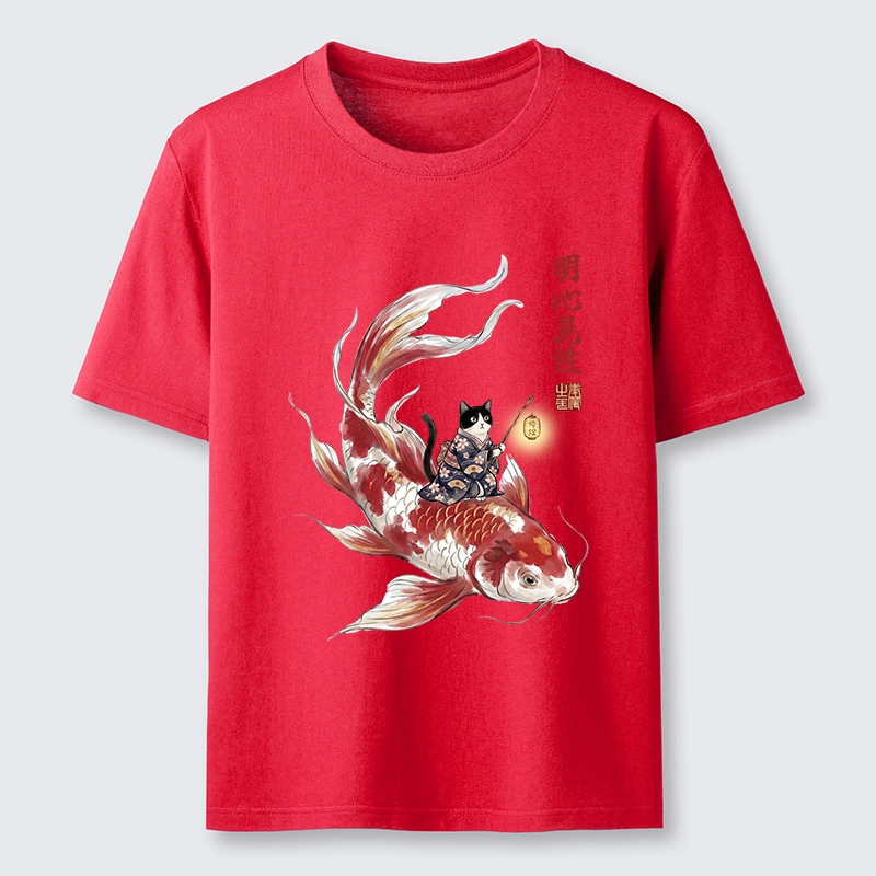 Tokyo-Tiger Cute Kimono Cat On Koi Fish Classic T-Shirt
