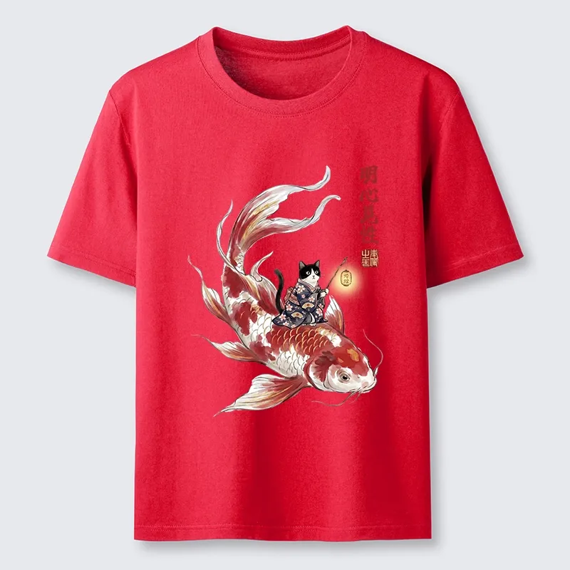 Tokyo-Tiger Cute Kimono Cat On Koi Fish Classic T-Shirt