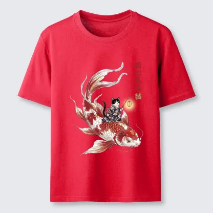 Tokyo-Tiger Cute Kimono Cat On Koi Fish Classic T-Shirt