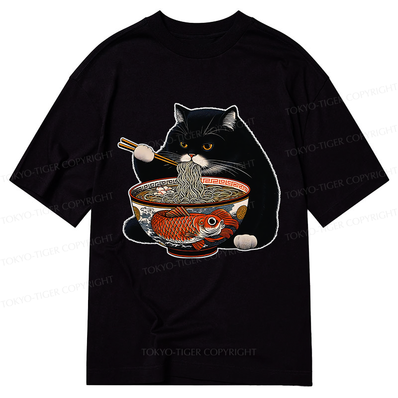 Tokyo-Tiger Fat Cat Eating Ramen Classic T-Shirt
