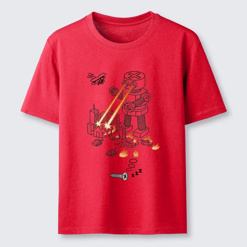 Tokyo-Tiger Funny Screw Robot Destroying City Classic T-Shirt