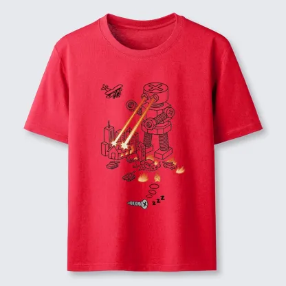 Tokyo-Tiger Funny Screw Robot Destroying City Classic T-Shirt