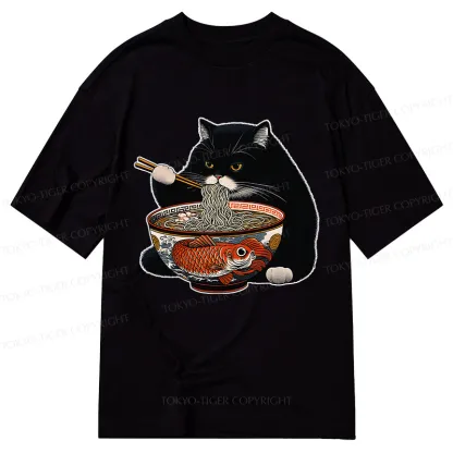 Tokyo-Tiger Fat Cat Eating Ramen Classic T-Shirt