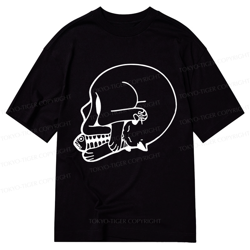 Tokyo-Tiger Funny Cat Eating Fish Classic T-Shirt