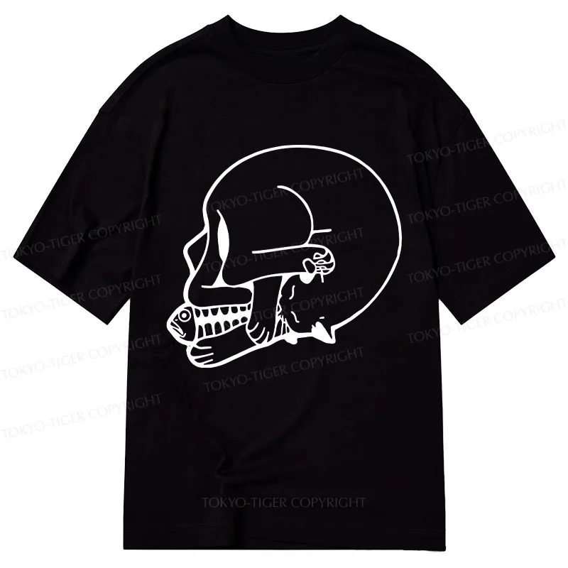 Tokyo-Tiger Funny Cat Eating Fish Classic T-Shirt