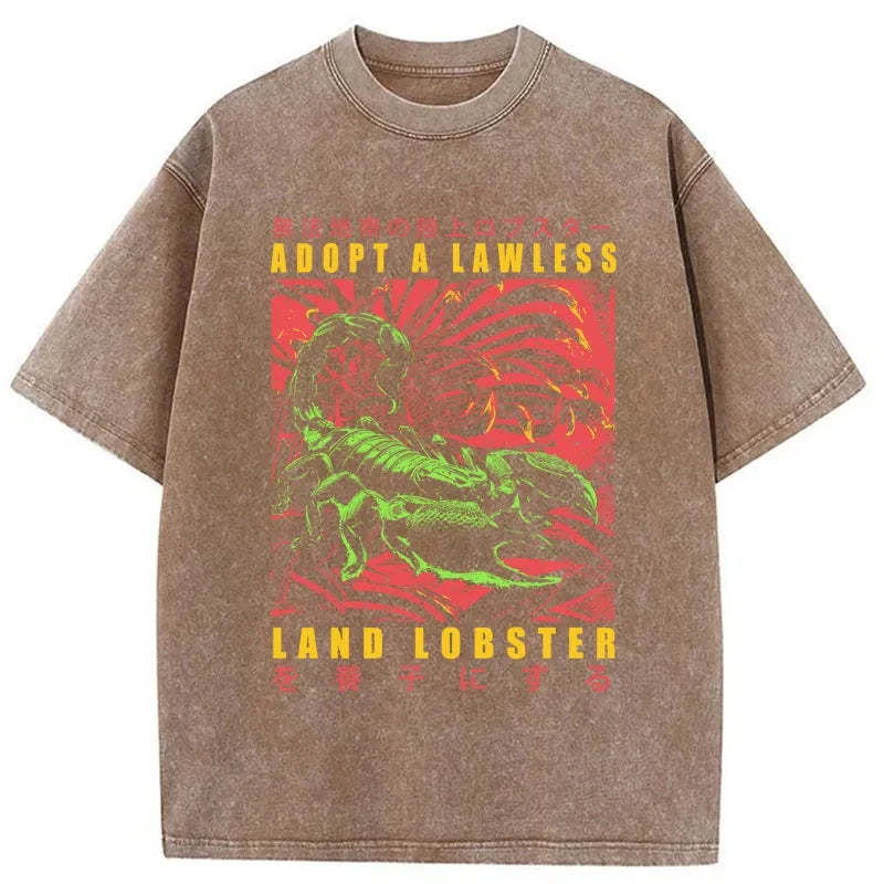 Tokyo-Tiger Adopting A Land Lobster Japanese Washed T-Shirt Sale