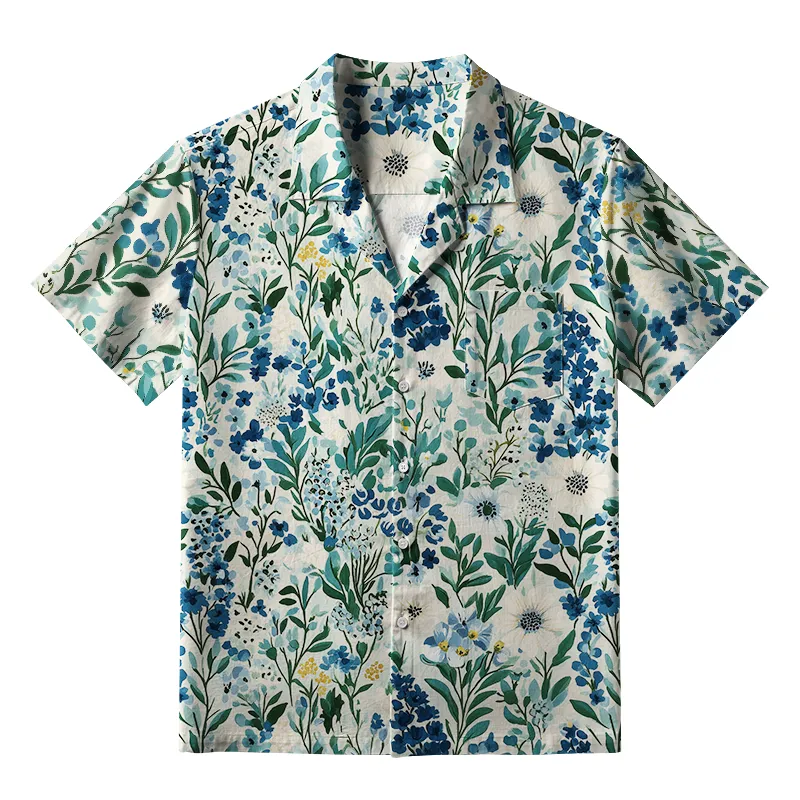 Tokyo-Tiger Serenely Blue Flora Aloha Hawaiian Shirt