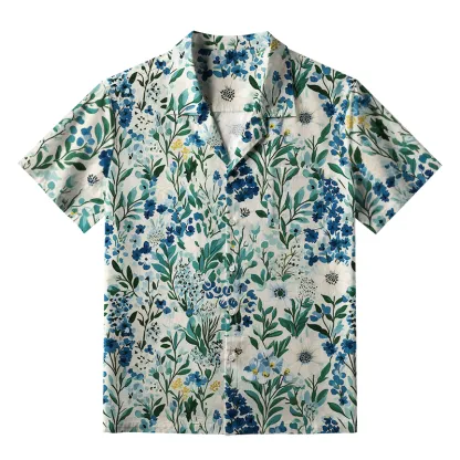 Tokyo-Tiger Serenely Blue Flora Aloha Hawaiian Shirt