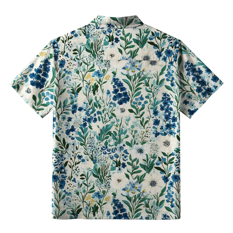 Tokyo-Tiger Serenely Blue Flora Button-up Shirt