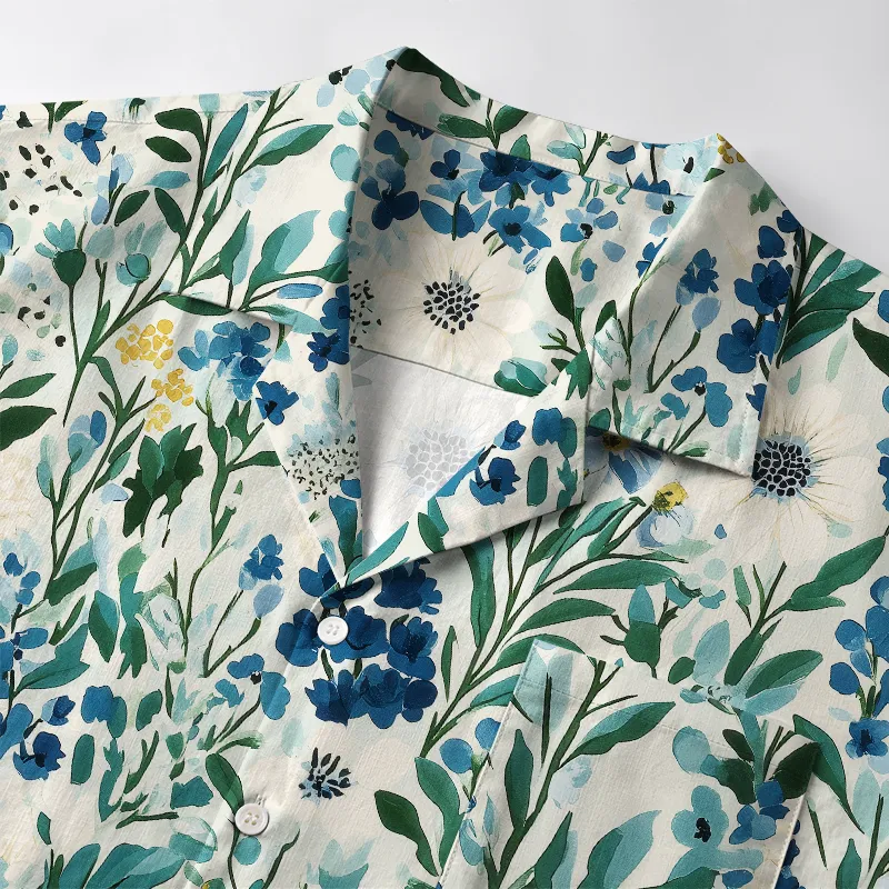 Tokyo-Tiger Serenely Blue Flora Aloha Hawaiian Shirt