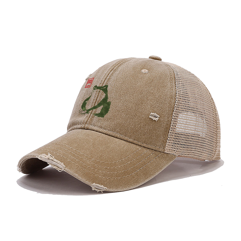 Tokyo-Tiger Woodblock Print Frog Trucker Cap Sale