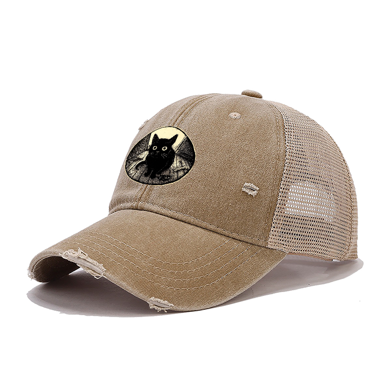 Tokyo-Tiger Waiting Black Cat Trucker Cap Sale