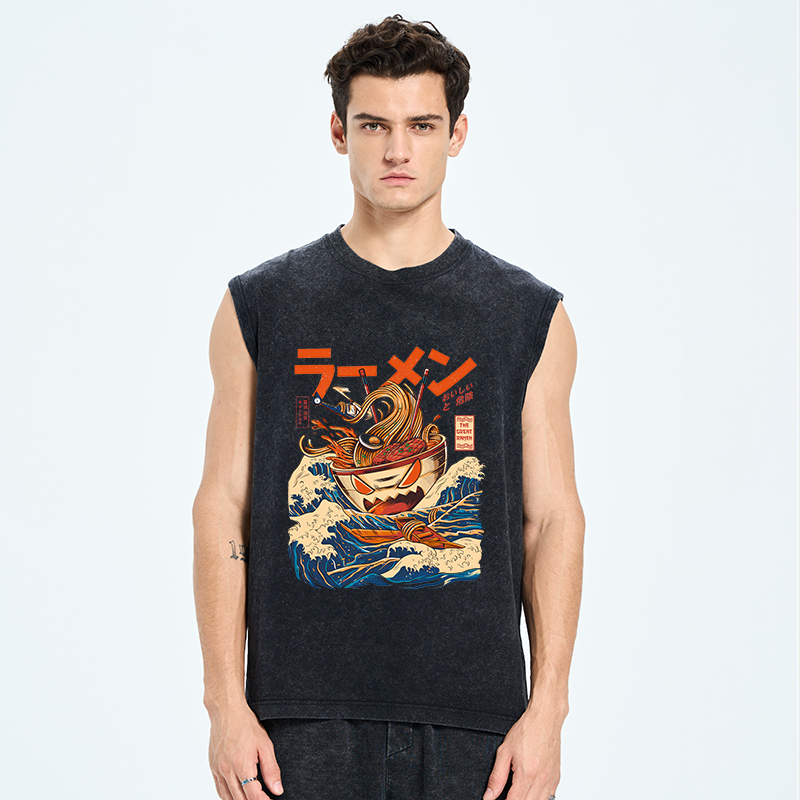 Tokyo-Tiger The Great Wave Ramen Yokai Cotton Wash Tank