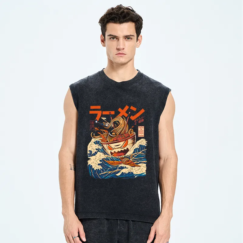 Tokyo-Tiger The Great Wave Ramen Yokai Cotton Wash Tank