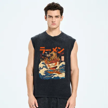 Tokyo-Tiger The Great Wave Ramen Yokai Cotton Wash Tank