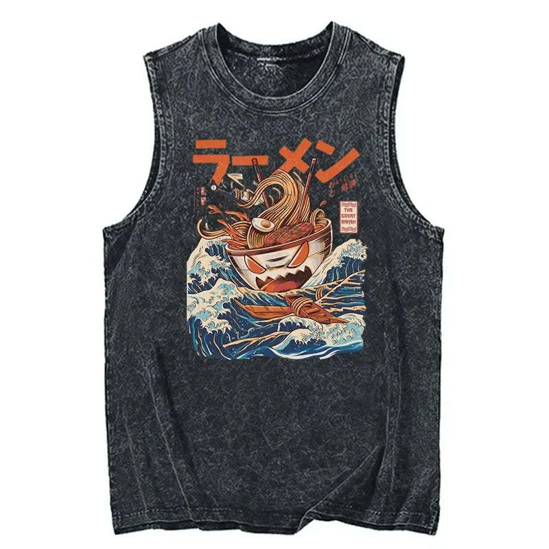 Tokyo-Tiger The Great Wave Ramen Yokai Cotton Wash Tank Sale