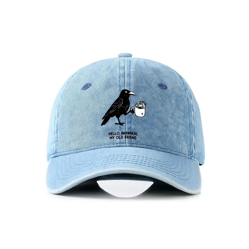 Tokyo-Tiger Crow Drinking Black Coffee Funny Denim Cap