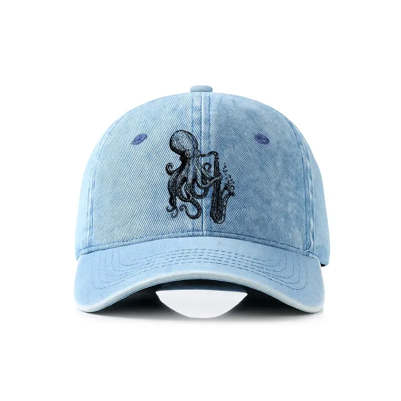 Tokyo-Tiger Octopus Playing Saxophone Denim Cap