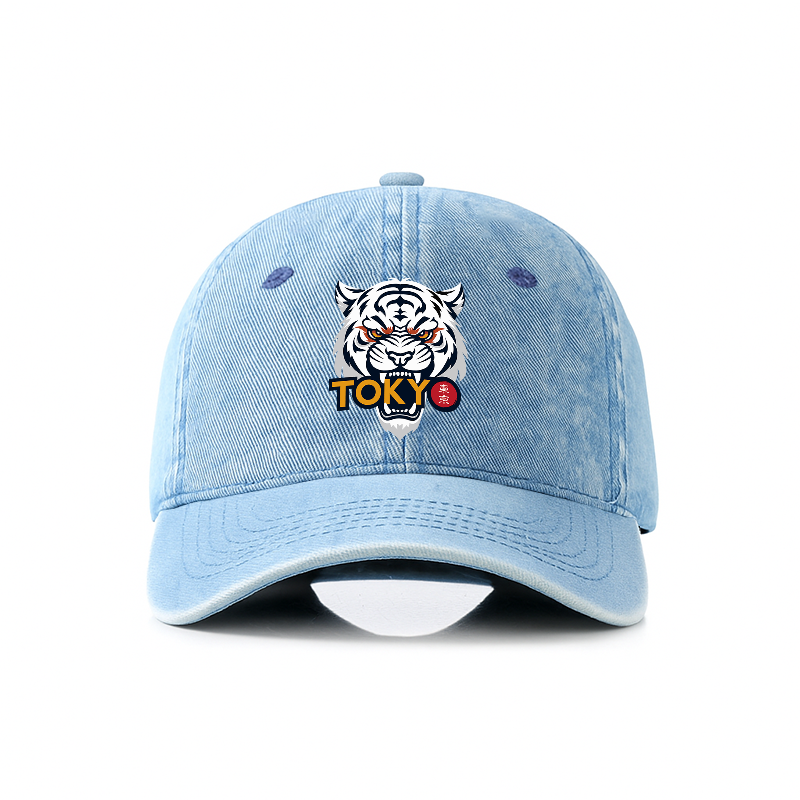 Tokyo-Tiger Logo Washed Denim Cap