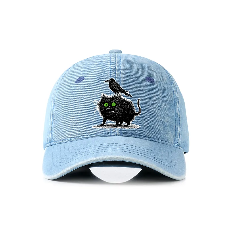 Tokyo-Tiger Crow And Black Cat Denim Cap