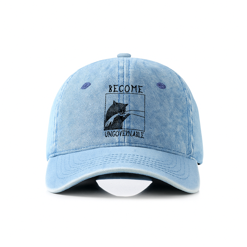 Tokyo-Tiger Cat Biting Arm Denim Cap