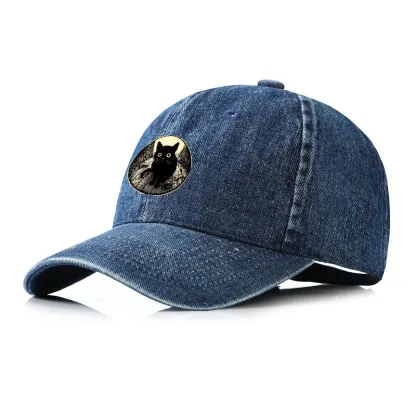 Tokyo-Tiger Waiting Black Cat Denim Cap