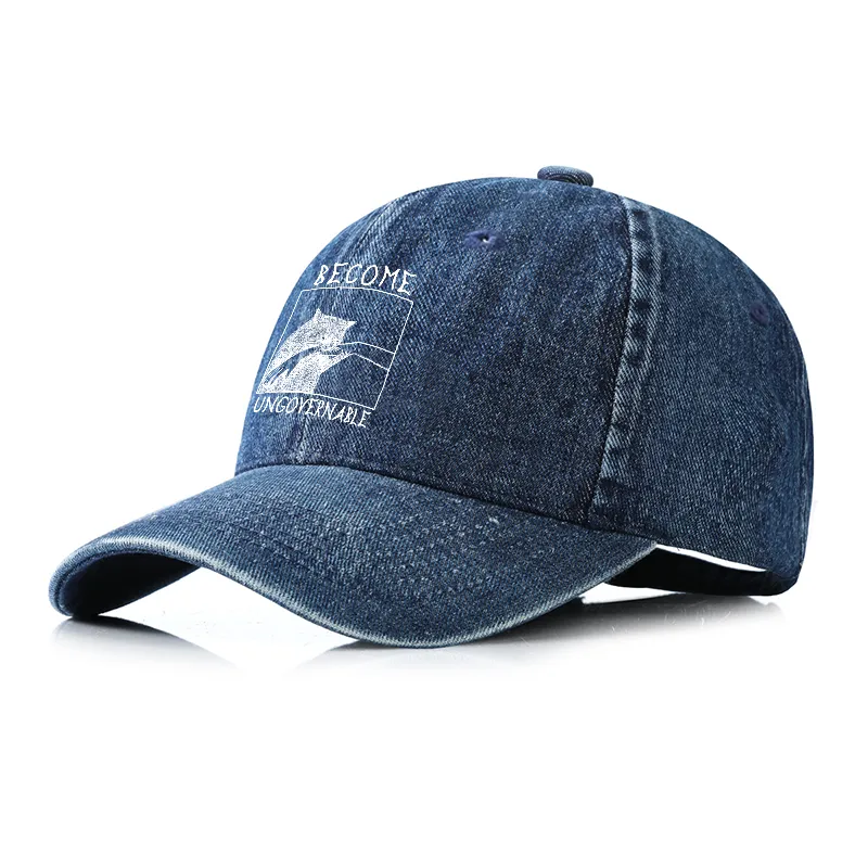Tokyo-Tiger Cat Biting Arm Denim Cap