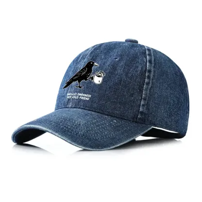 Tokyo-Tiger Crow Drinking Black Coffee Funny Denim Cap