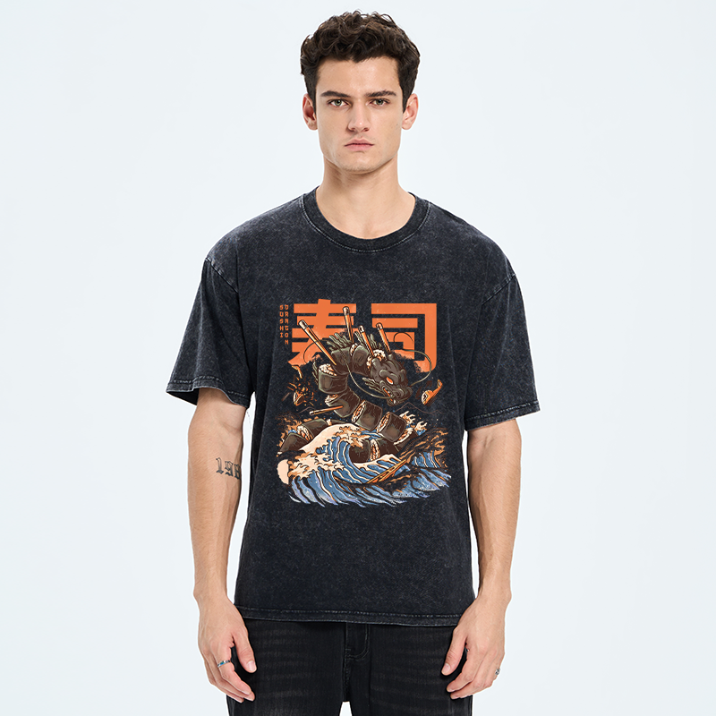 Tokyo-Tiger Great Sushi Dragon Washed T-Shirt