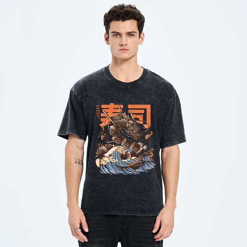 Tokyo-Tiger Great Sushi Dragon Washed T-Shirt
