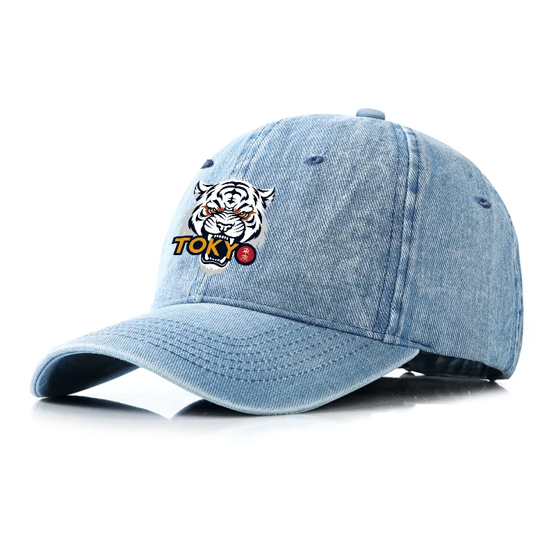 Tokyo-Tiger Logo Washed Denim Cap
