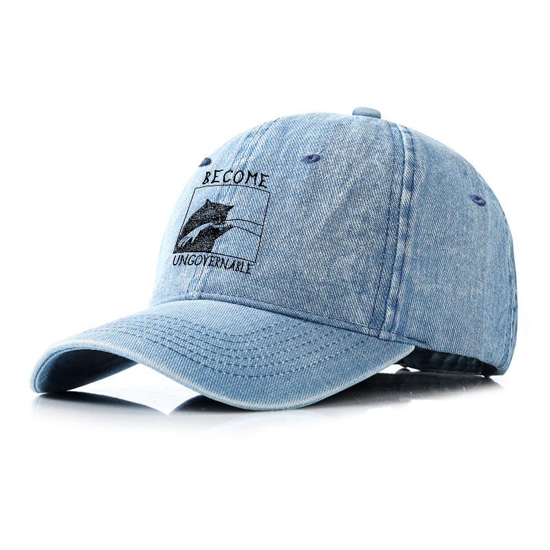 Tokyo-Tiger Cat Biting Arm Denim Cap