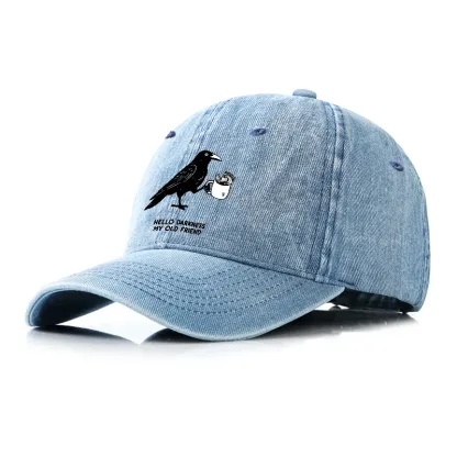 Tokyo-Tiger Crow Drinking Black Coffee Funny Denim Cap