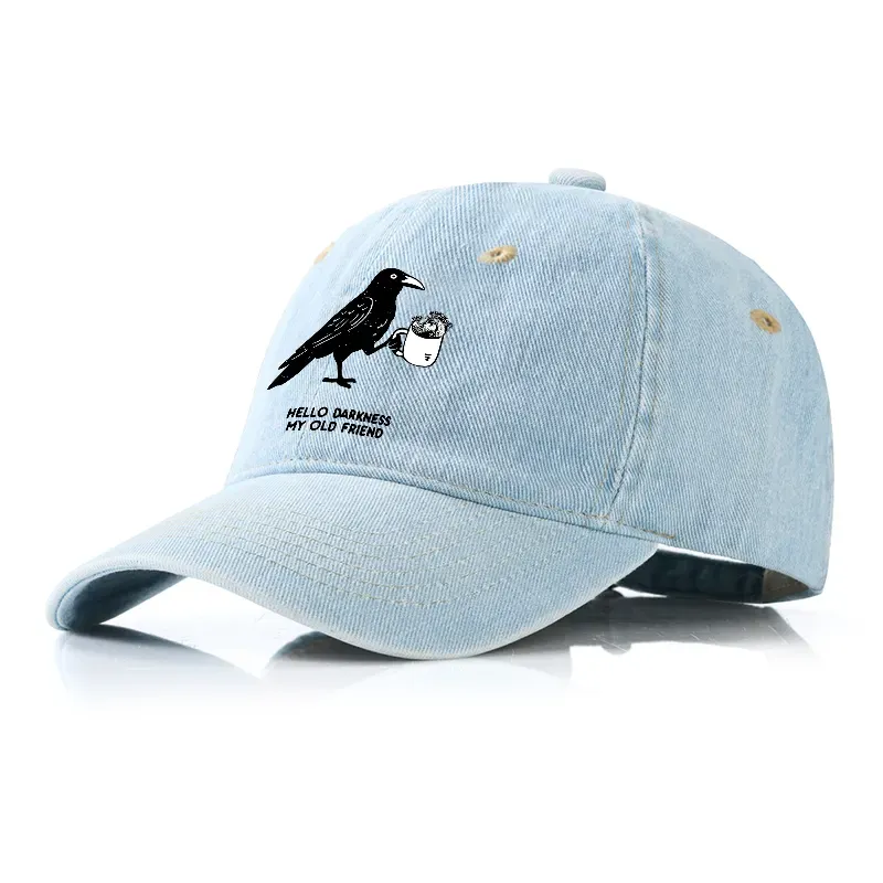 Tokyo-Tiger Crow Drinking Black Coffee Funny Denim Cap