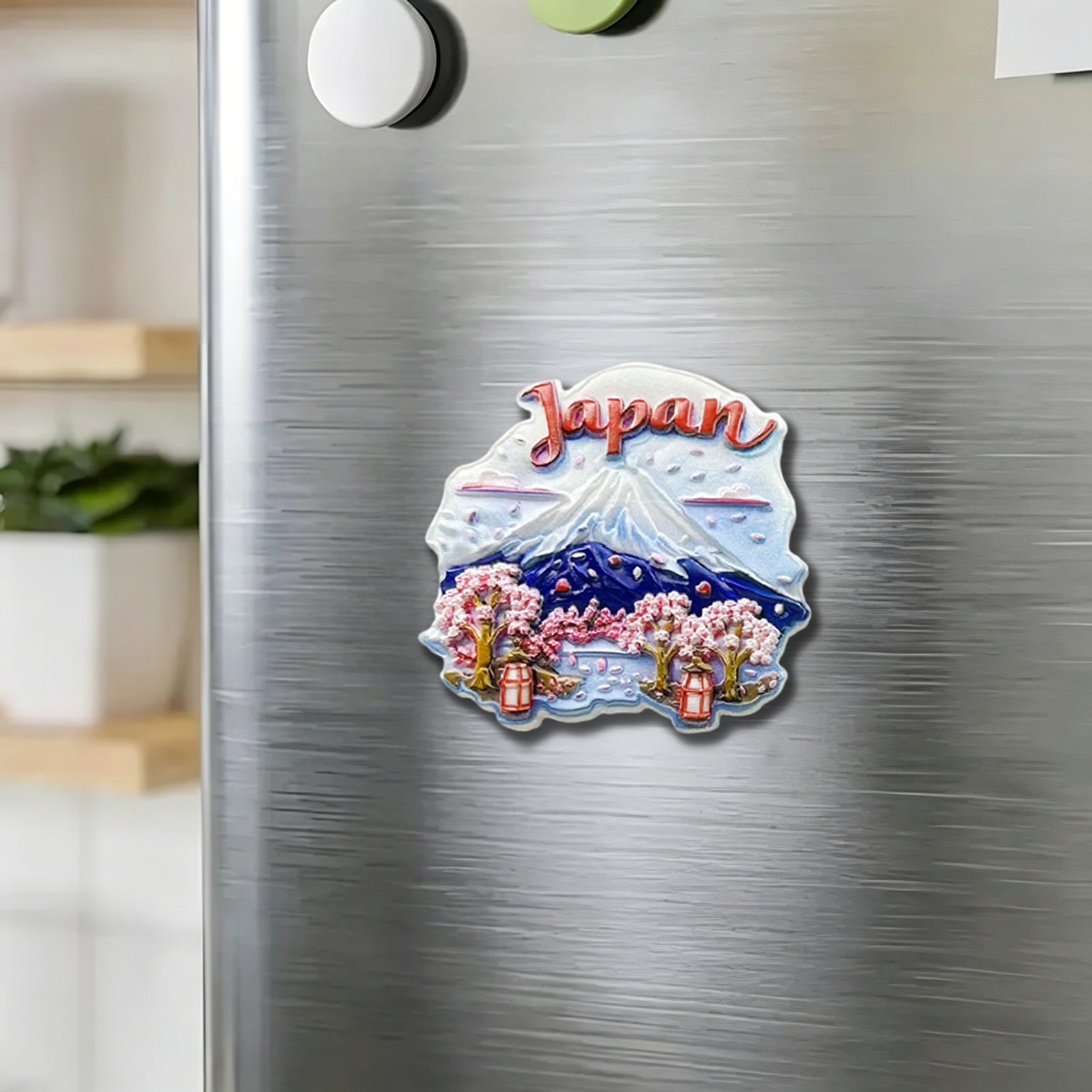 Tokyo-Tiger Sakura And Mount Fuji Fridge Magnet