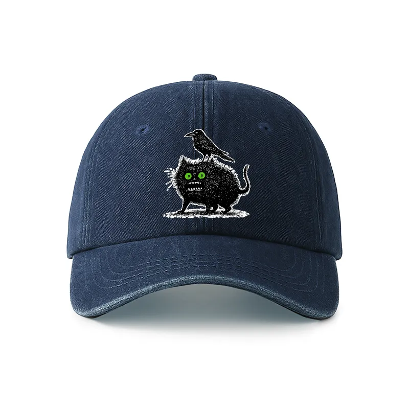 Tokyo-Tiger Crow And Black Cat Denim Cap