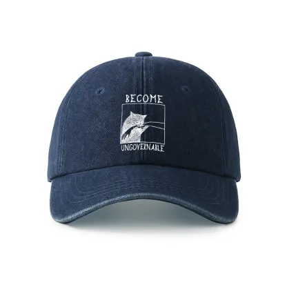 Tokyo-Tiger Cat Biting Arm Denim Cap