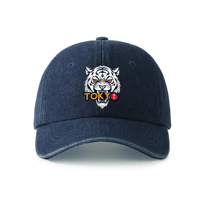 Tokyo-Tiger Logo Washed Denim Cap