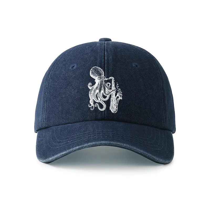 Tokyo-Tiger Octopus Playing Saxophone Denim Cap